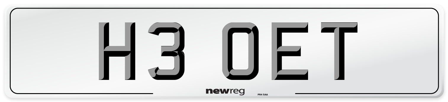 H3 OET Number Plate from New Reg